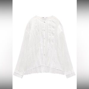 NWT Zara 100% Ramie Blouse, Boho, White
